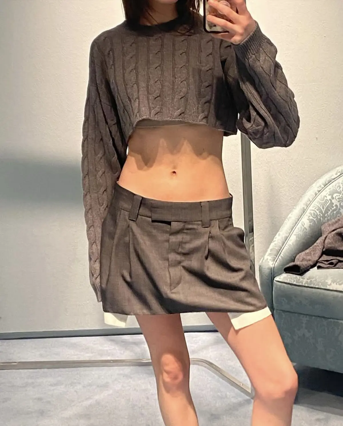 Olivia Wearing Low Rise Miu Miu Skirt